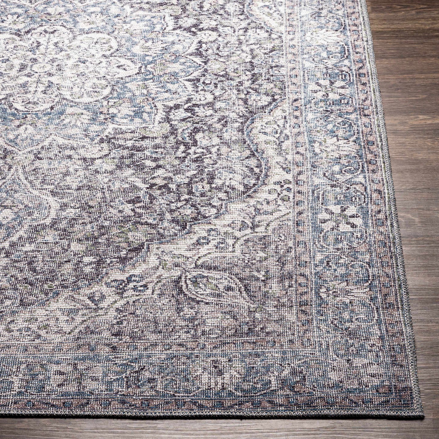 Tavas Blue Medallion Washable Rug Hauteloom LLC