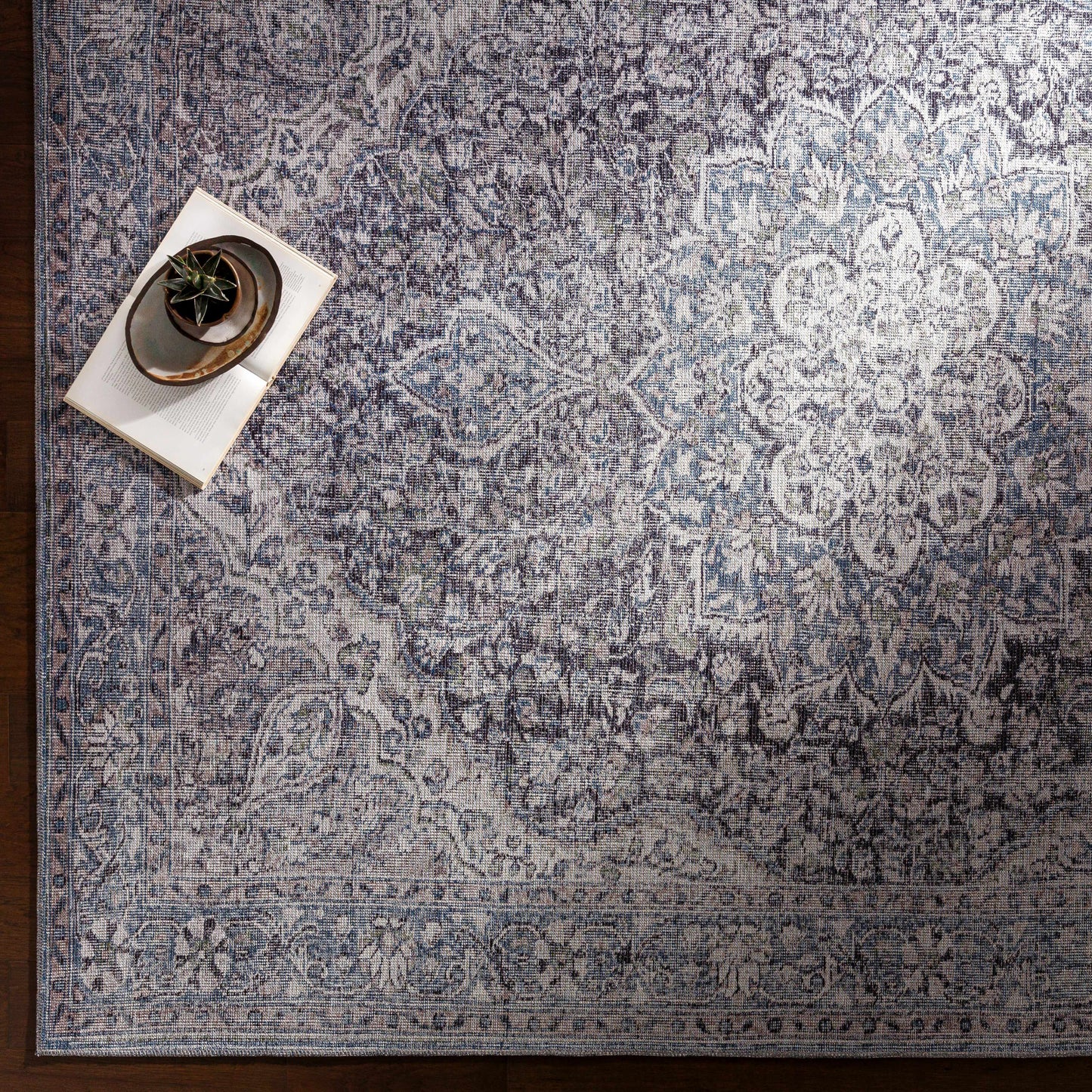 Tavas Blue Medallion Washable Rug Hauteloom LLC