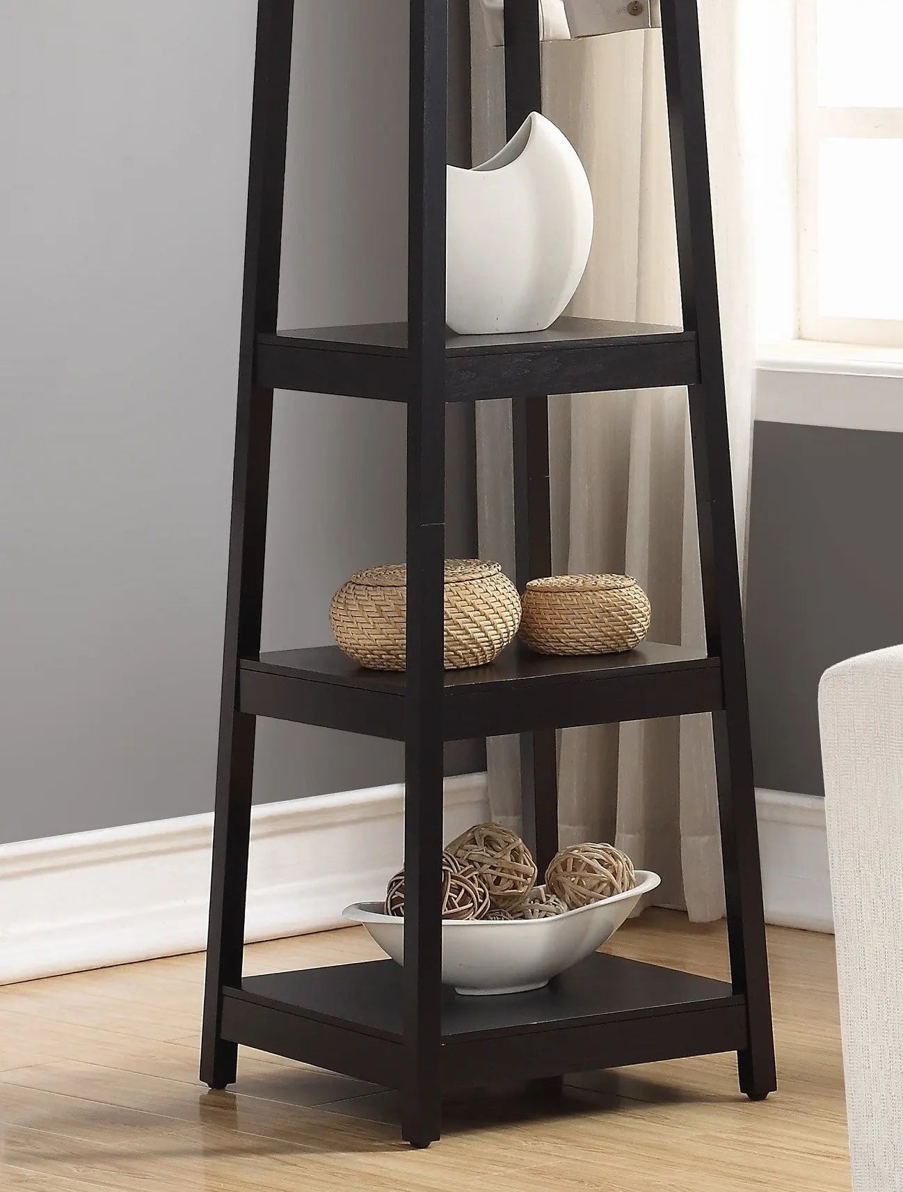 Vassen Coat Rack W/ 3-Tier Storage Shelves in Black Finish Hard Rock Health