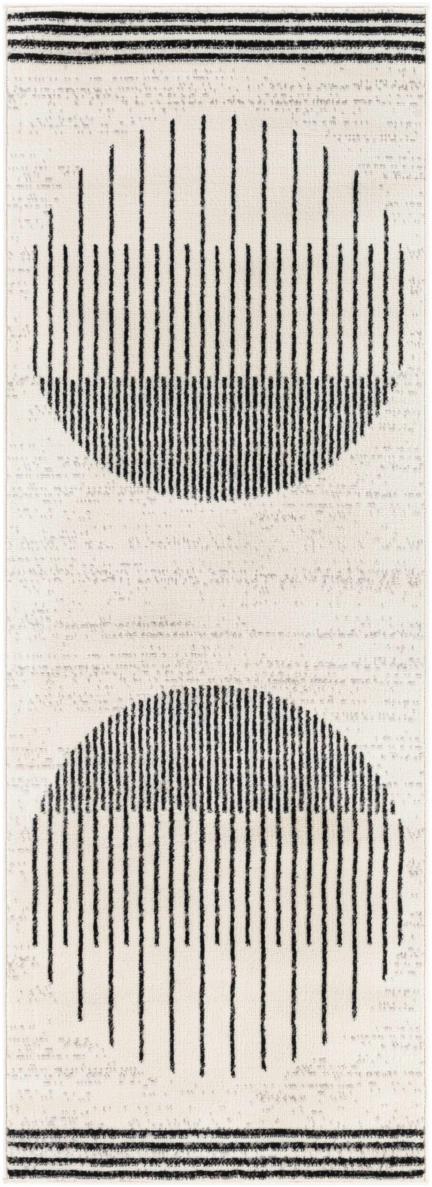 Angus Abstract Black and White Area Rug Hauteloom LLC
