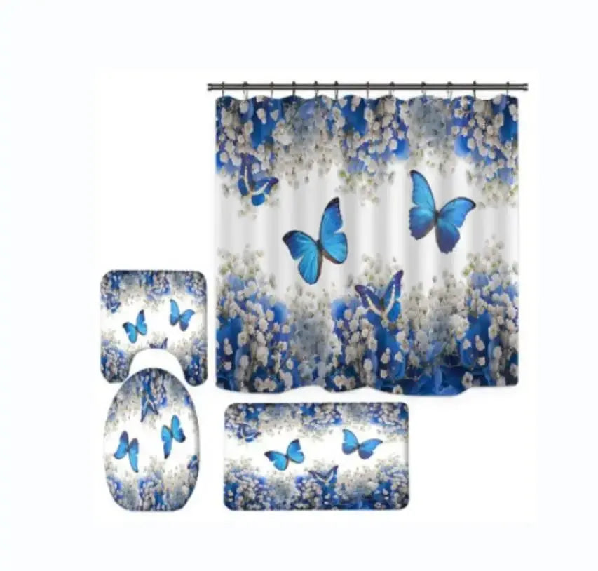 Shower Curtain Set with 12 Hooks & Bathroom Decor Rug Set – Complete Bathroom Décor for Style & Functionality OMEZMART