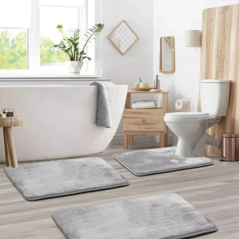 Velvet Bath Set - Super Soft, Non-Slip, Absorbent & Washable Rugs OMEZMART