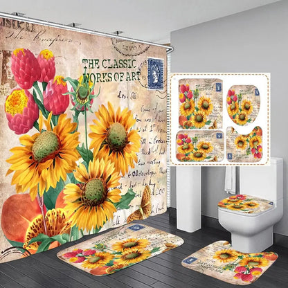 Shower Curtain Set with 12 Hooks & Bathroom Decor Rug Set – Complete Bathroom Décor for Style & Functionality OMEZMART