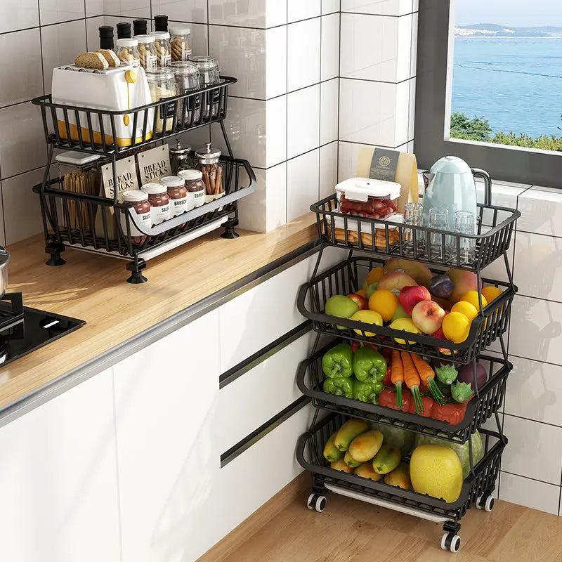 Multi-Layer Steel Wire Kitchen Fruit Basket – Durable Shelf Storage for Fruits & Vegetables OMEZMART