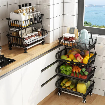 Multi-Layer Steel Wire Kitchen Fruit Basket – Durable Shelf Storage for Fruits & Vegetables OMEZMART