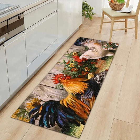 Rooster Kitchen Mat – Non-Slip Carpet Floor Mats for Stylish Kitchen Décor OMEZMART