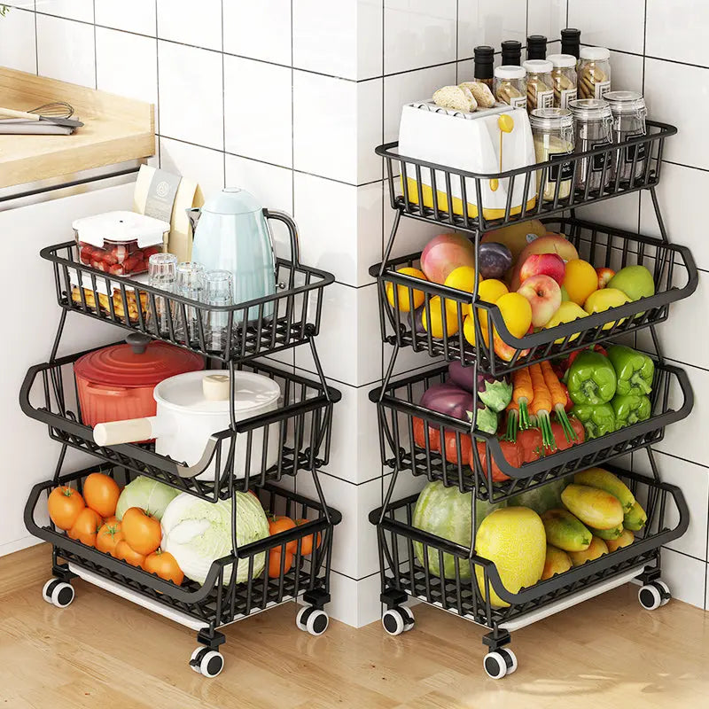 Multi-Layer Steel Wire Kitchen Fruit Basket – Durable Shelf Storage for Fruits & Vegetables OMEZMART