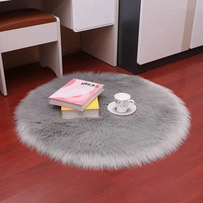 Round Fur Rugs for Bedroom & Living Room - Soft, Plush Floor Decor OMEZMART