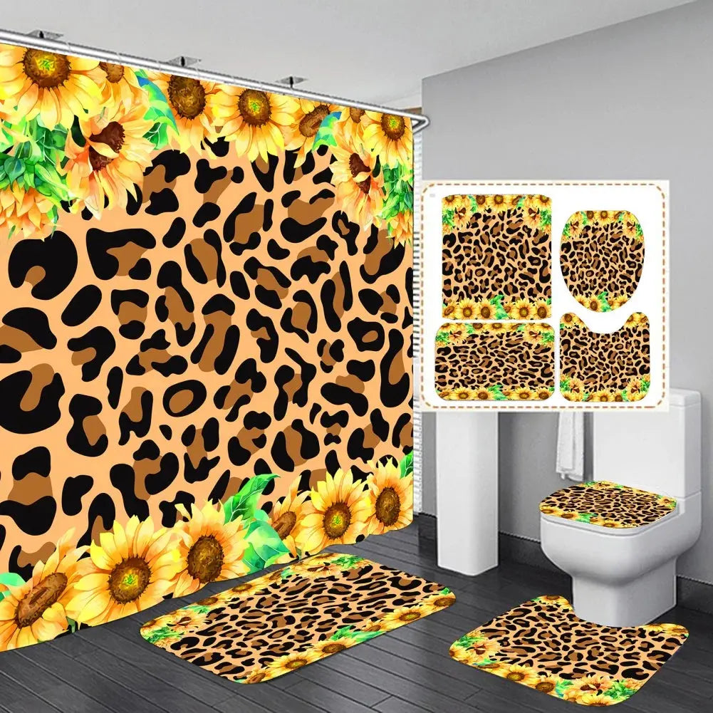 Shower Curtain Set with 12 Hooks & Bathroom Decor Rug Set – Complete Bathroom Décor for Style & Functionality OMEZMART