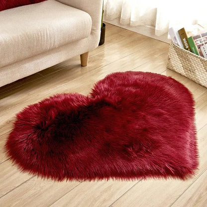 Heart Shape Fluffy Washable Faux Fur Rug for Kids Bedroom & Home Decor OMEZMART
