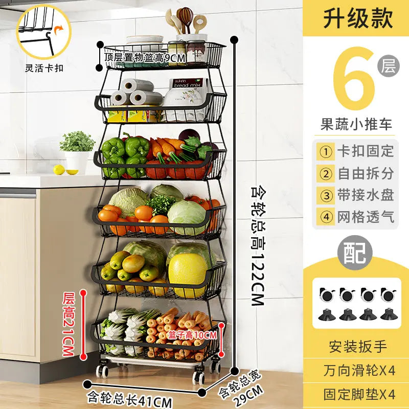 Multi-Layer Steel Wire Kitchen Fruit Basket – Durable Shelf Storage for Fruits & Vegetables OMEZMART