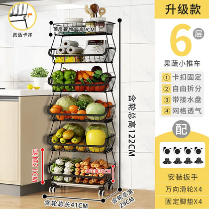 Multi-Layer Steel Wire Kitchen Fruit Basket – Durable Shelf Storage for Fruits & Vegetables OMEZMART