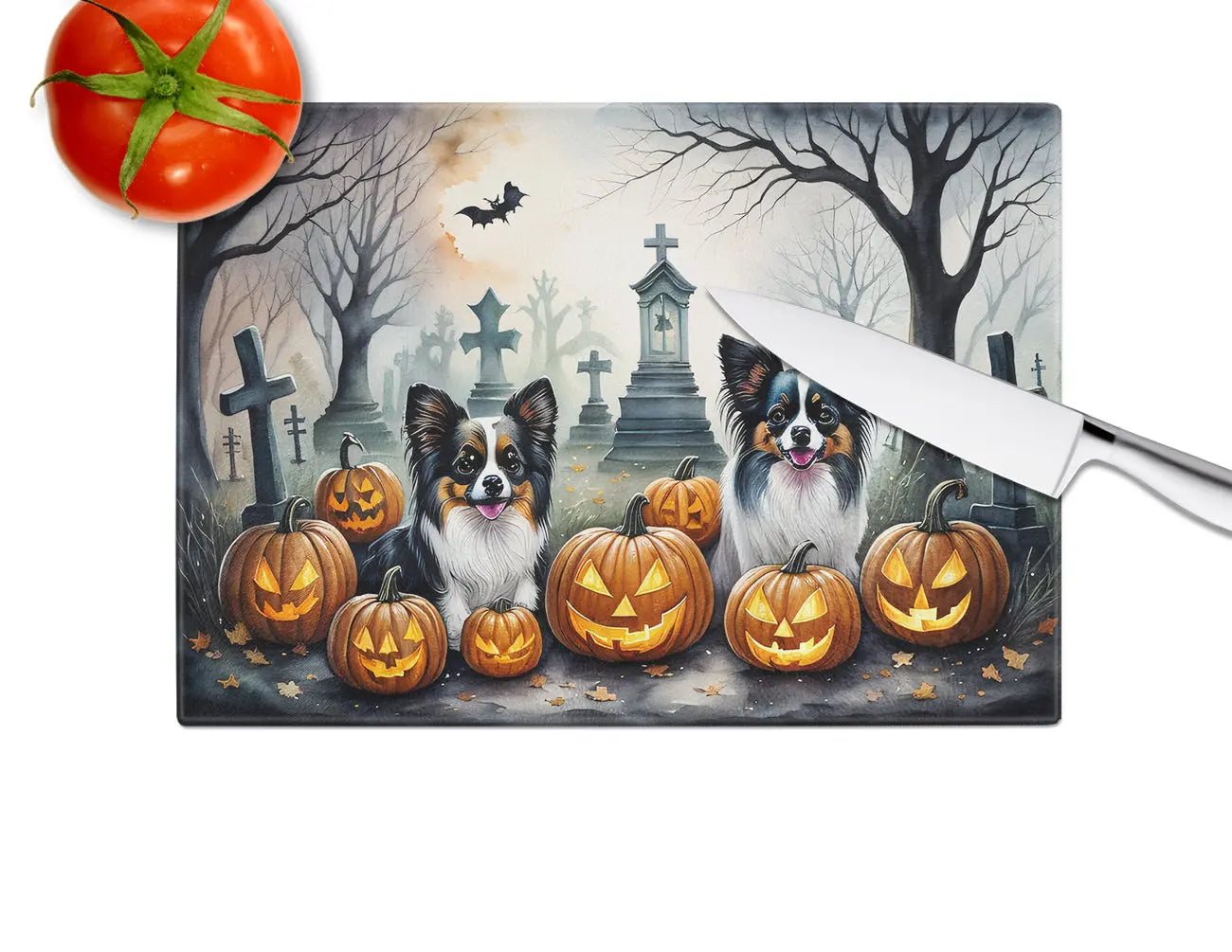 Papillon Spooky Halloween Glass Cutting Board – Festive & Functional