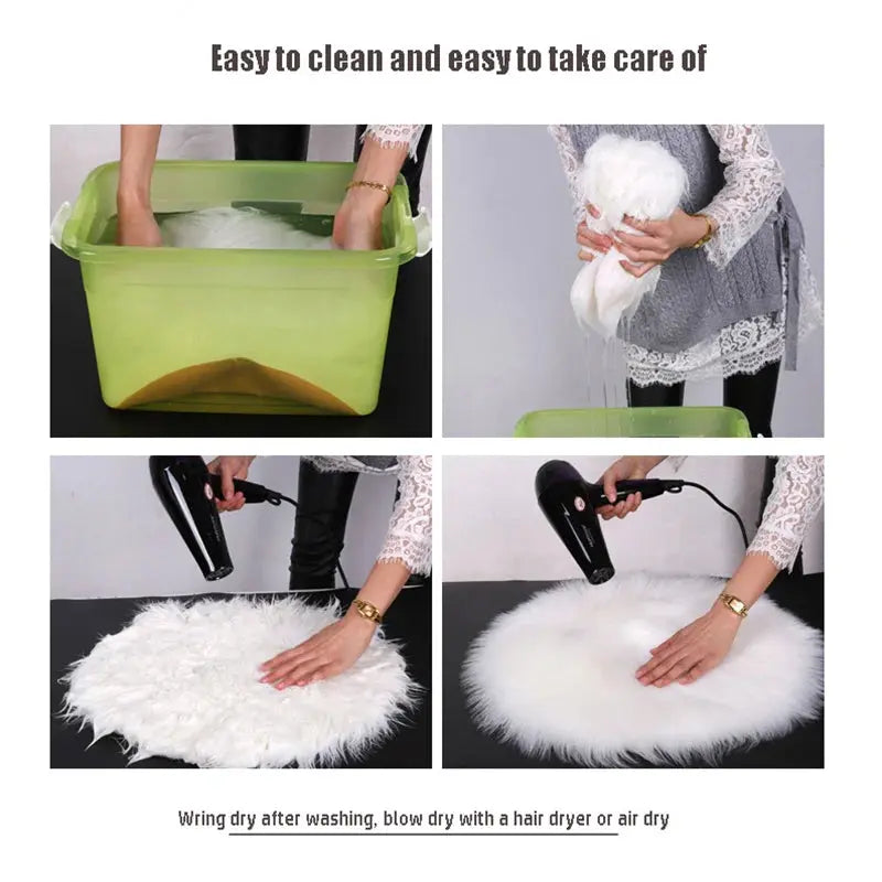 Round Fur Rugs for Bedroom & Living Room - Soft, Plush Floor Decor OMEZMART