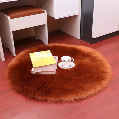 Round Fur Rugs for Bedroom & Living Room - Soft, Plush Floor Decor OMEZMART