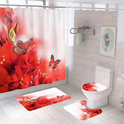 Shower Curtain Set with 12 Hooks & Bathroom Decor Rug Set – Complete Bathroom Décor for Style & Functionality OMEZMART