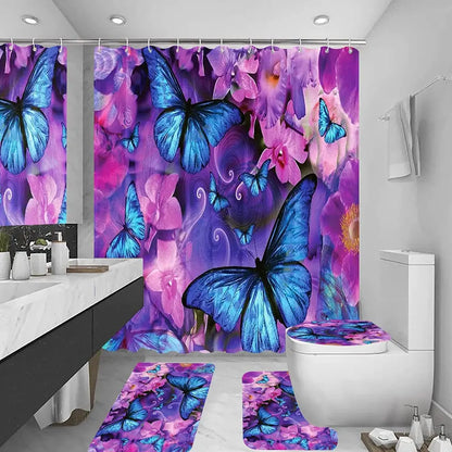 Shower Curtain Set with 12 Hooks & Bathroom Decor Rug Set – Complete Bathroom Décor for Style & Functionality OMEZMART