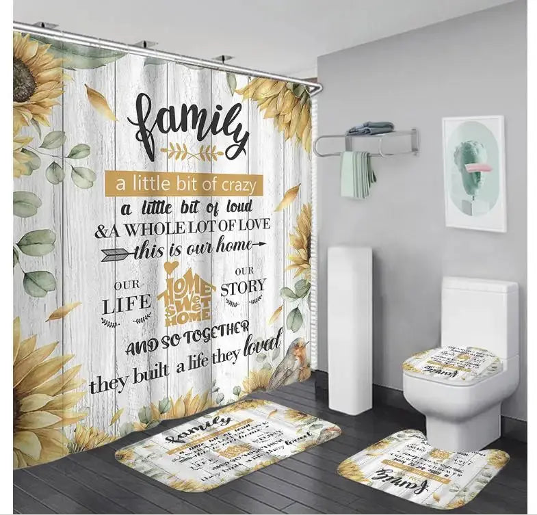 Shower Curtain Set with 12 Hooks & Bathroom Decor Rug Set – Complete Bathroom Décor for Style & Functionality OMEZMART