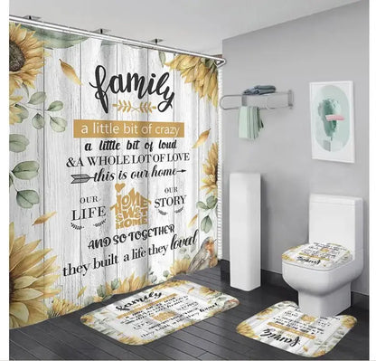 Shower Curtain Set with 12 Hooks & Bathroom Decor Rug Set – Complete Bathroom Décor for Style & Functionality OMEZMART
