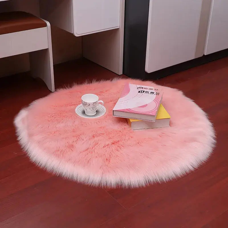 Round Fur Rugs for Bedroom & Living Room - Soft, Plush Floor Decor OMEZMART