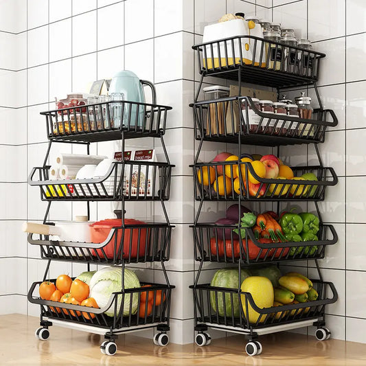 Multi-Layer Steel Wire Kitchen Fruit Basket – Durable Shelf Storage for Fruits & Vegetables OMEZMART
