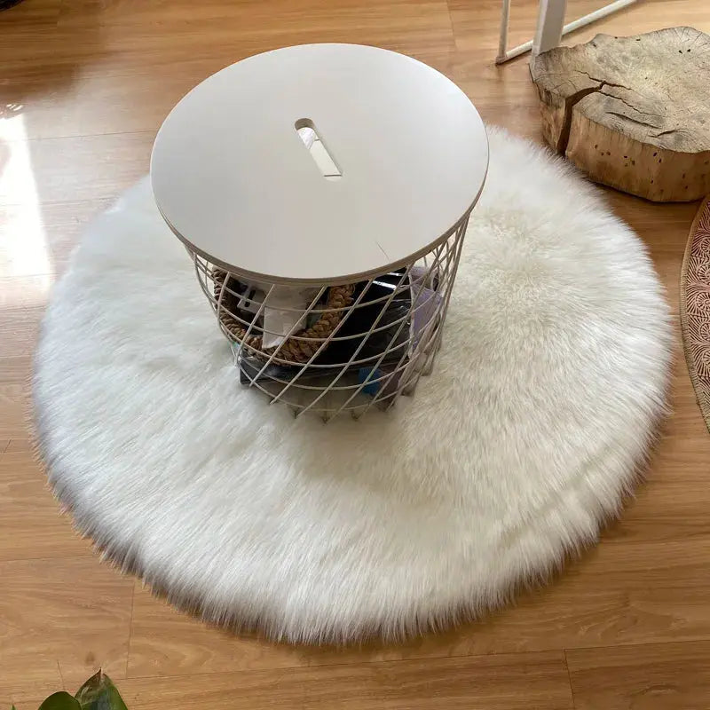Round Fur Rugs for Bedroom & Living Room - Soft, Plush Floor Decor OMEZMART