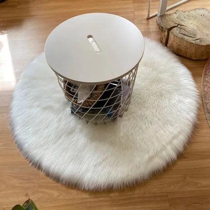 Round Fur Rugs for Bedroom & Living Room - Soft, Plush Floor Decor OMEZMART