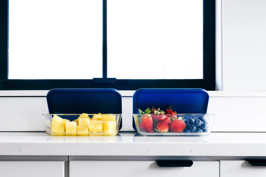 Glass Food Storage Containers - 4 Piece (2 Containers + 2 Lids) Rectangular Set Dura Living LLC