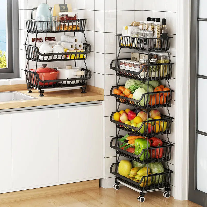 Multi-Layer Steel Wire Kitchen Fruit Basket – Durable Shelf Storage for Fruits & Vegetables OMEZMART