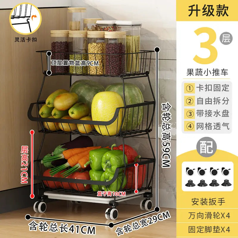 Multi-Layer Steel Wire Kitchen Fruit Basket – Durable Shelf Storage for Fruits & Vegetables OMEZMART