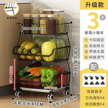 Multi-Layer Steel Wire Kitchen Fruit Basket – Durable Shelf Storage for Fruits & Vegetables OMEZMART