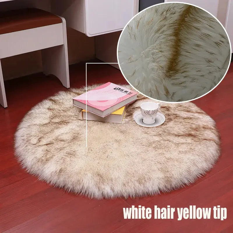 Round Fur Rugs for Bedroom & Living Room - Soft, Plush Floor Decor OMEZMART