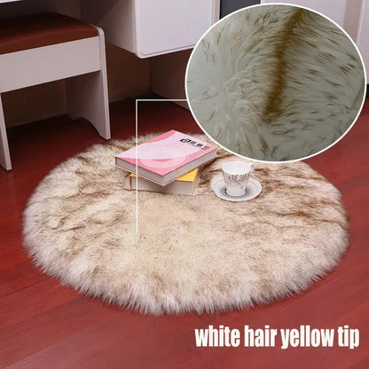 Round Fur Rugs for Bedroom & Living Room - Soft, Plush Floor Decor OMEZMART