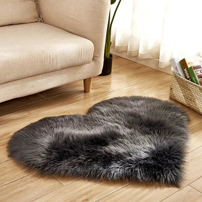 Heart Shape Fluffy Washable Faux Fur Rug for Kids Bedroom & Home Decor OMEZMART