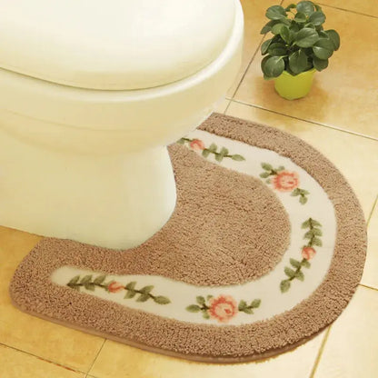 Pastoral Style Toilet Rug with Flower Pattern – Bathroom Mat Set for Cozy Elegance OMEZMART