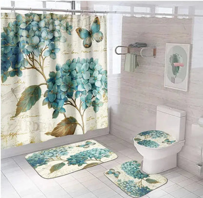 Shower Curtain Set with 12 Hooks & Bathroom Decor Rug Set – Complete Bathroom Décor for Style & Functionality OMEZMART