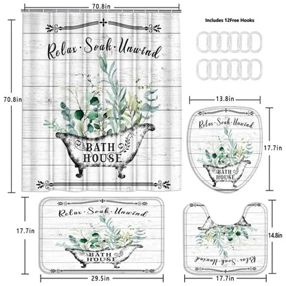 Shower Curtain Set with 12 Hooks & Bathroom Decor Rug Set – Complete Bathroom Décor for Style & Functionality OMEZMART