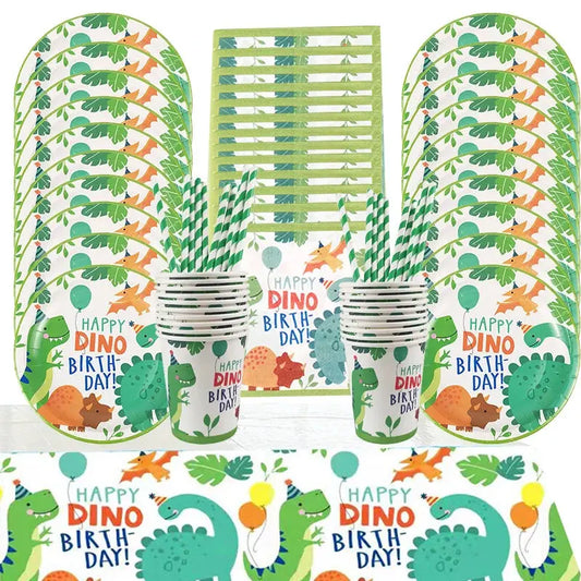 Dinosaur Party Supplies Dinosaur Tableware Set Happy Birthday Decorations Kids OMEZMART