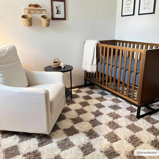 Atira Brown Checkered Area Rug Hauteloom LLC