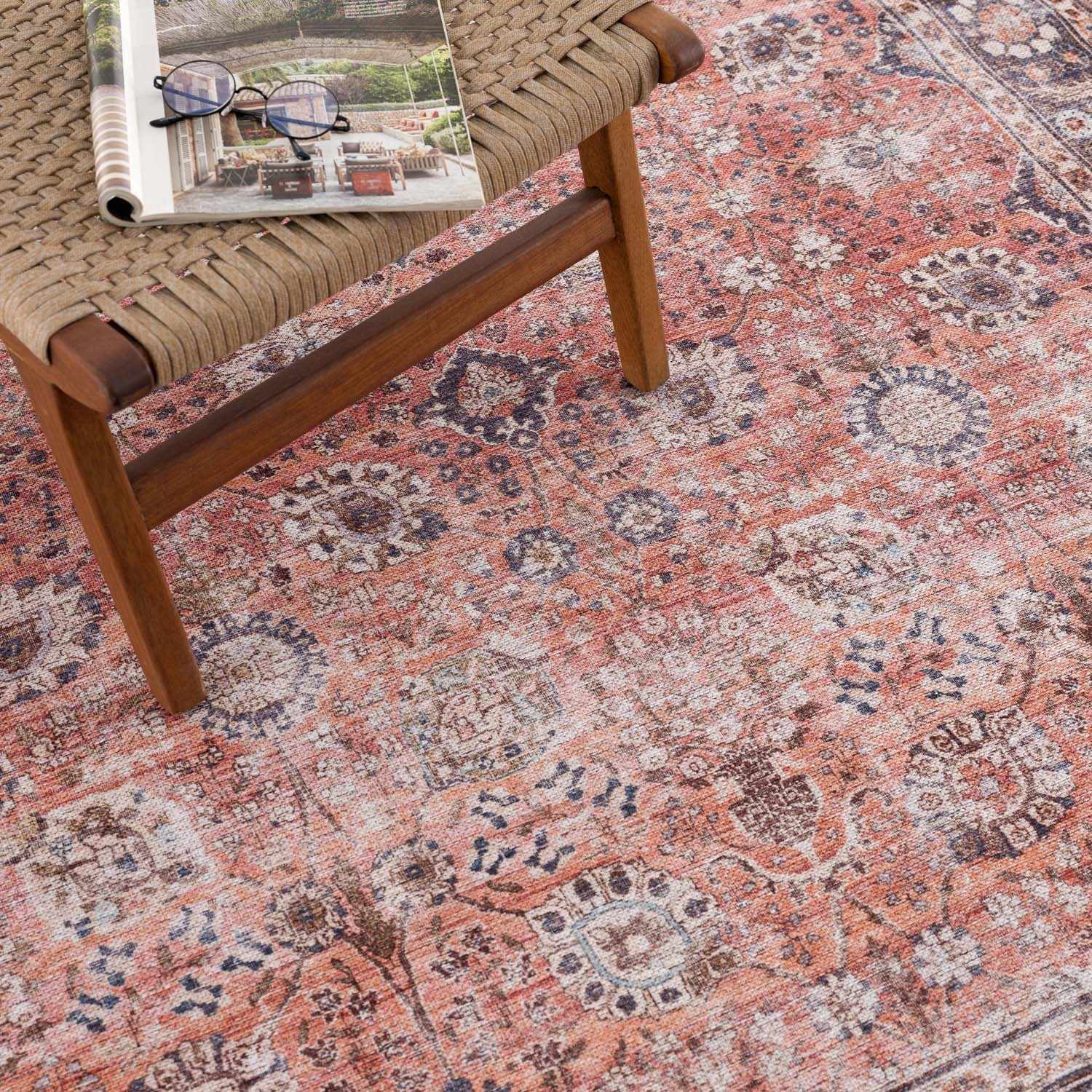 Ganyangan Red Washable Rug Hauteloom LLC