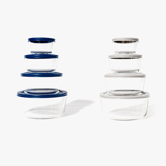 Glass Food Storage - 16 Piece (8 Containers + 8 Lids) Space-Saving Set Dura Living LLC