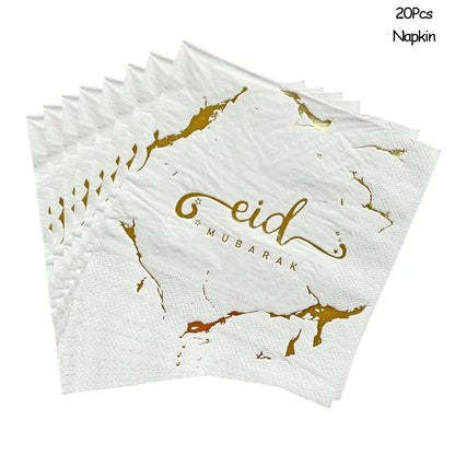 Ramadan Decoration Party Supplies EID Mubarak Paper Plate Cup OMEZMART