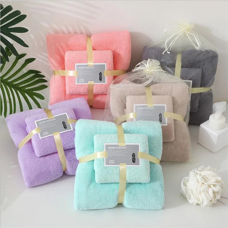Coral Fleece Drying Towel Microfibre Bath Towel Set
