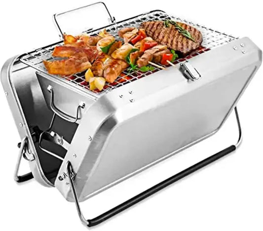 Metal BBQ Briefcase Design Stainless Steel Mini Grill Portable OMEZMART