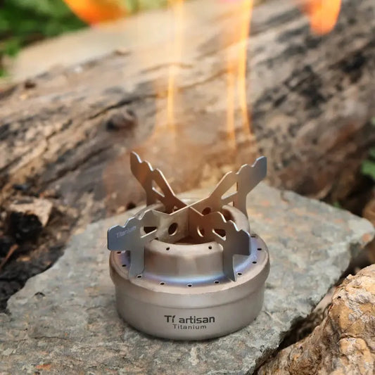 Tiartisan Ultralight Portable Titanium Stove – Outdoor Camping Alcohol Stove with Rack OMEZMART