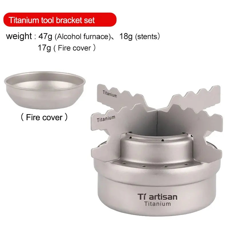Tiartisan Ultralight Portable Titanium Stove – Outdoor Camping Alcohol Stove with Rack OMEZMART