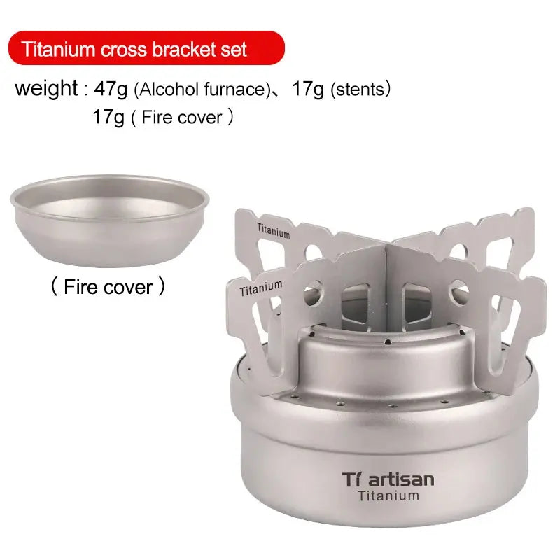 Tiartisan Ultralight Portable Titanium Stove – Outdoor Camping Alcohol Stove with Rack OMEZMART
