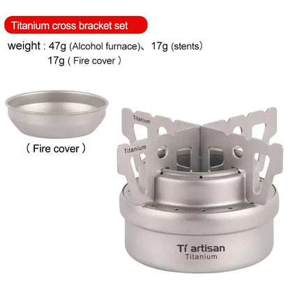 Tiartisan Ultralight Portable Titanium Stove – Outdoor Camping Alcohol Stove with Rack OMEZMART
