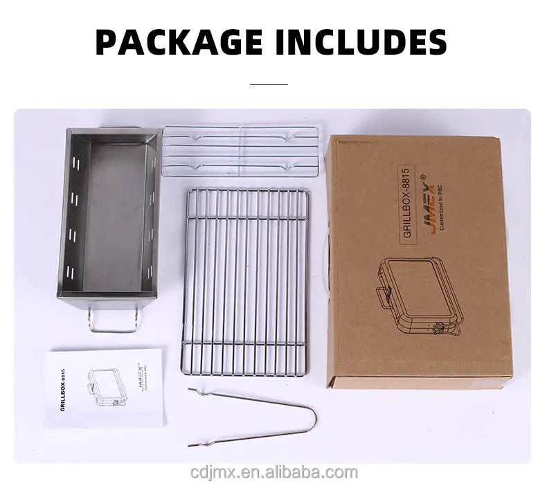 Metal BBQ Briefcase Design Stainless Steel Mini Grill Portable OMEZMART