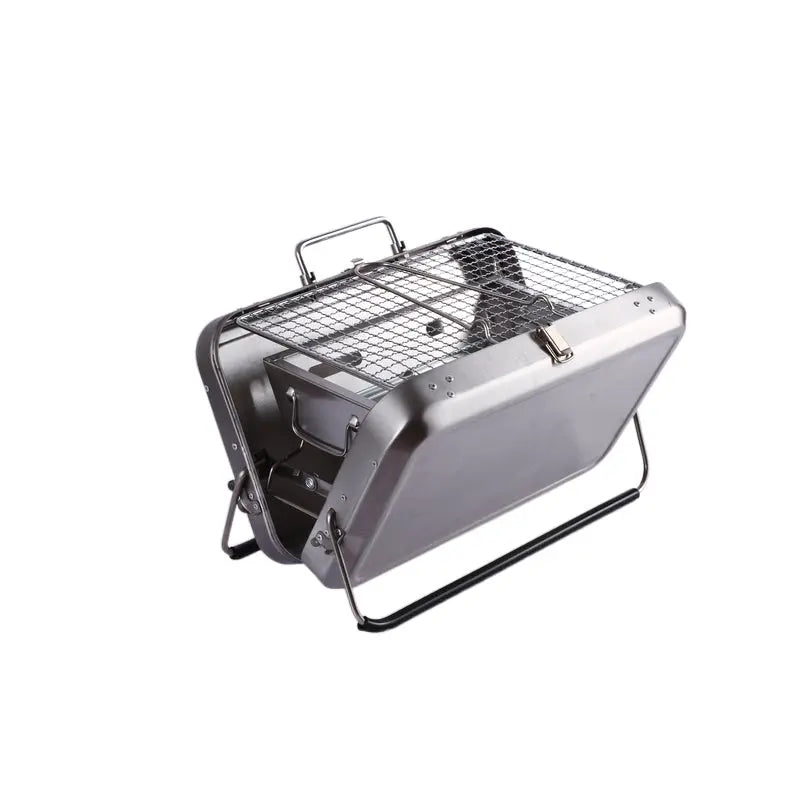 Metal BBQ Briefcase Design Stainless Steel Mini Grill Portable OMEZMART